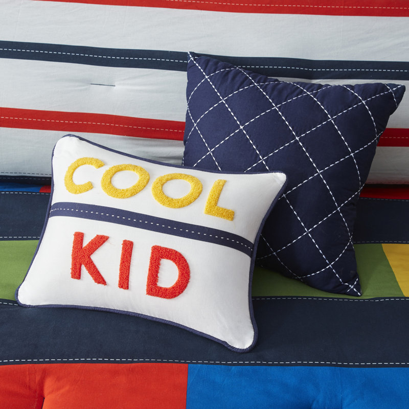 Ensemble d'édredon en coton à rayures Morris, Édredon double + 2 taies décoratives + 2 coussin