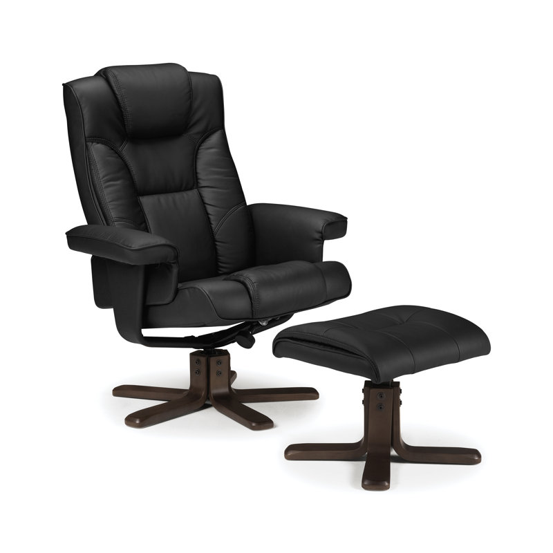 Guillot Swivel Recliner with Footstool, Black