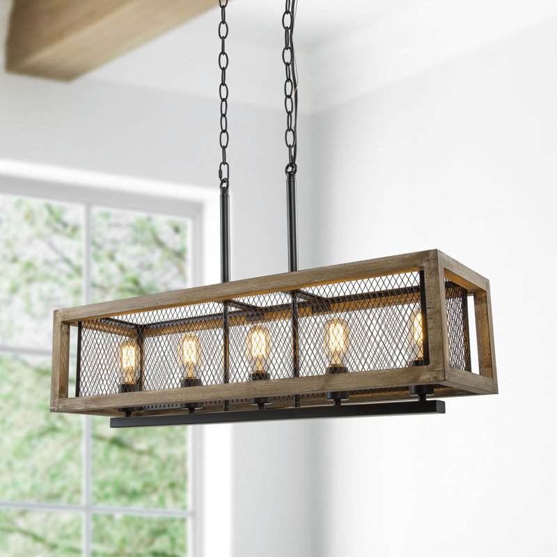 Luminaire suspendu rectangulaire à 5 lumières pour îlot de cuisine Khaled