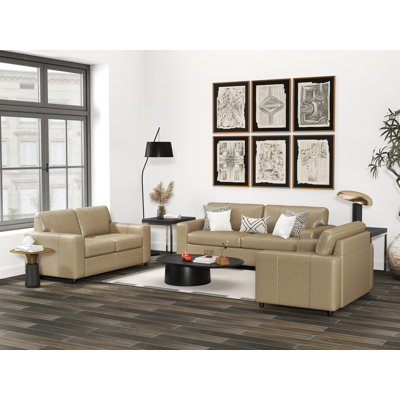 Caro Espinoza Leather Upholstered 3-Piece Living Room Set, Sofa Loveseat And Cutler Chair by Latitude Run