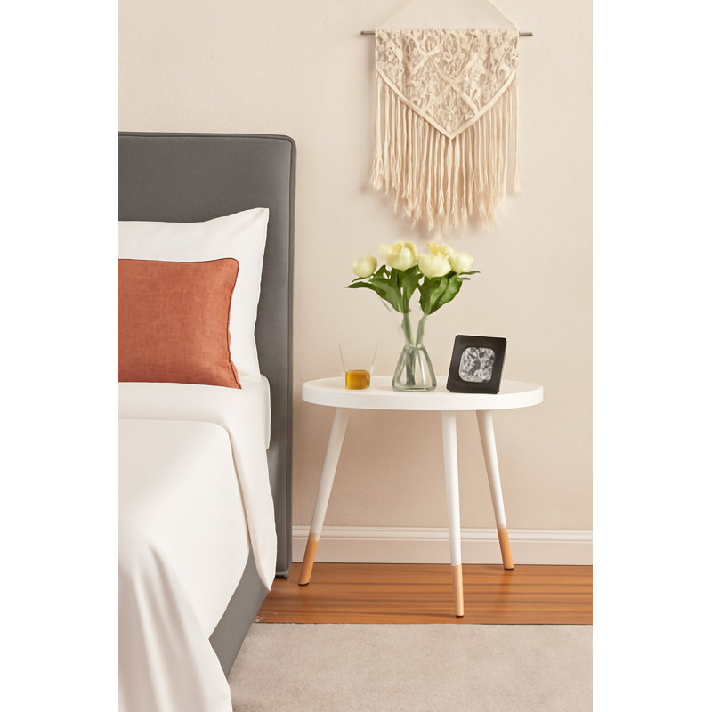 Albany Solid Wood Tray Top End Table, White/Natural, White