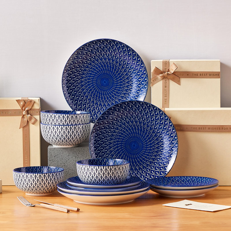Service de table en porcelaine 12 pièces Selene, service pour 4, Diamond