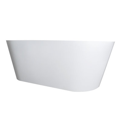 Freestanding 65 Inch Soaking Bathtub, Solid Surface, Matte White, Ergonomic For A Relaxing And Comfortable Hotel Bath Inch, Oval, Luxury Bathroom Design
