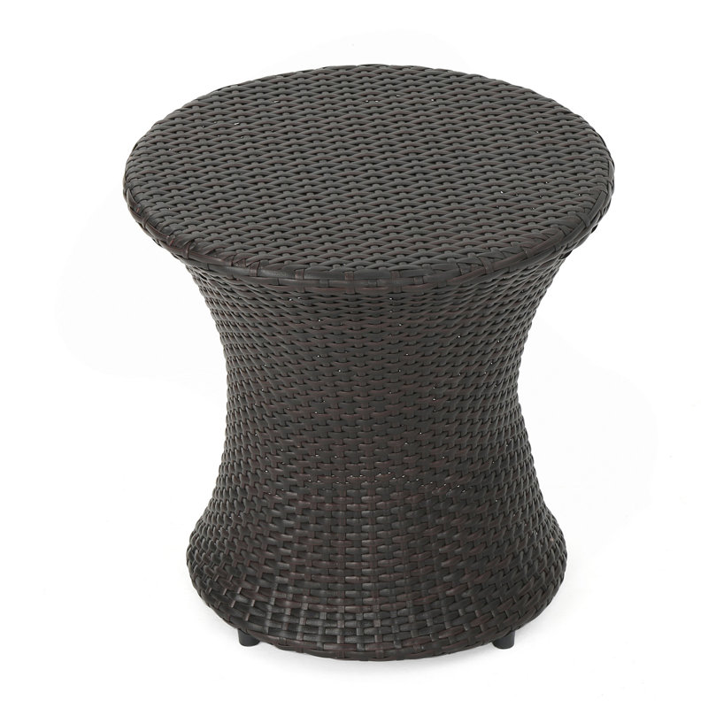 Table de bout 19 po avec plateau en verre, sans plateau en verre, brun