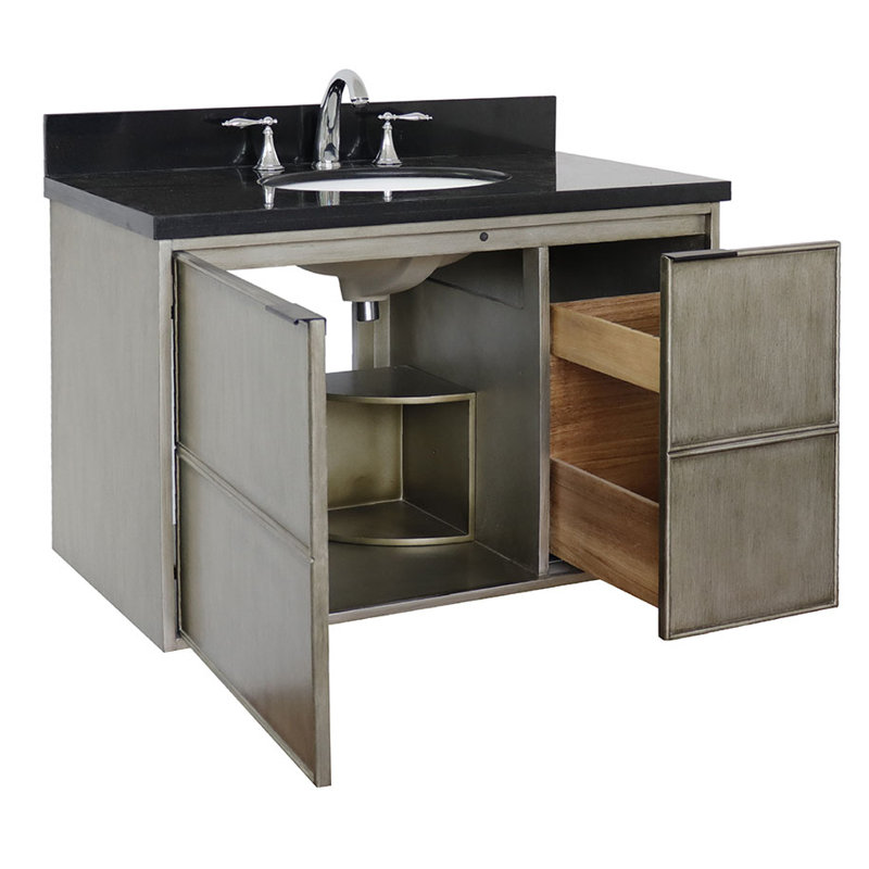 Ensemble de meuble-lavabo mural simple 37 po, Noir galaxie