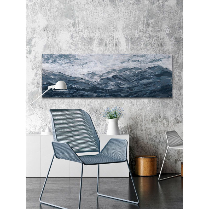 Dark Blue Mountains by Parvez Taj - Wrapped Canvas Painting, 25cm H x 76cm W x 3.81cm D