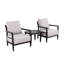 Ensemble de conversation extérieur en aluminium entièrement soudé avec table en pierre frittée et coussins Sunbrella