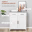 Armoire de salle de bain, armoire à linge autoportante, armoire de rangement avec 2 tiroirs, portes doubles, tablette réglable, blanc