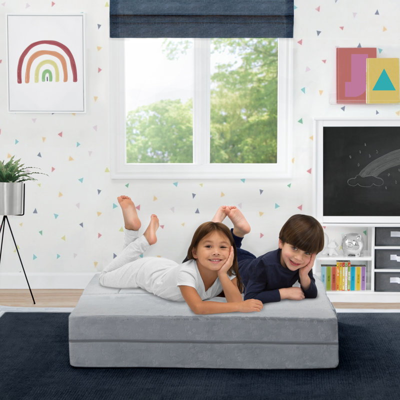 Serta Perfect Sleeper Convertible Sofa and Play Set – Modular Foam Couch and Flip Out Lounger with 2 Ottomans, Gray, Gray