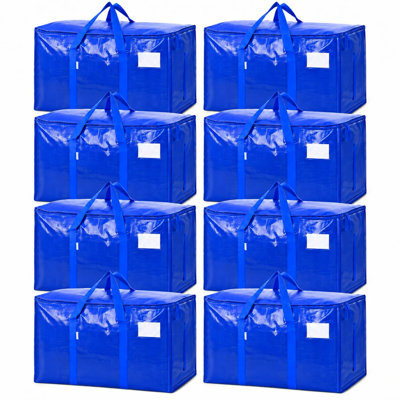 Paquet de 8 sacs de déménagement robustes de 24 gallons, fermeture à glissière très grande fourre-tout, poignées renforcées, fenêtre d'étiquettes (couleur rose, paquet de 8)