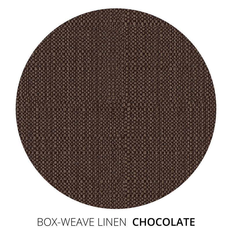 Lit à oreilles avec repose-pieds Herbert, Grand, Chocolat de lin à tissage carré, Délavé