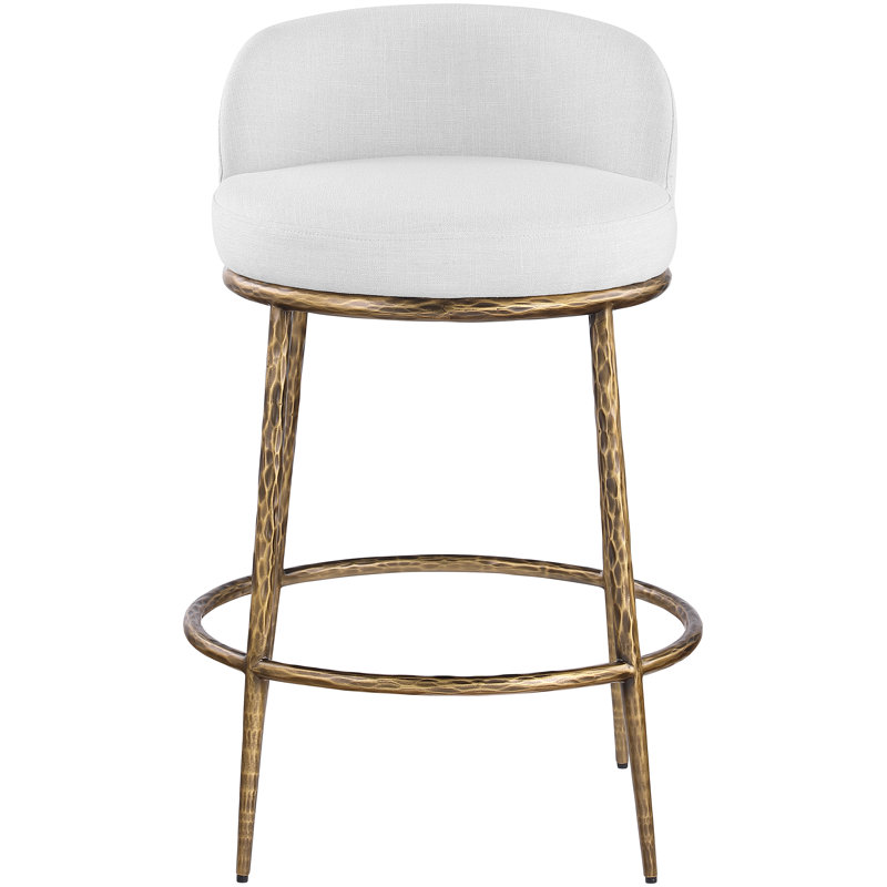 Tabouret de comptoir Ferro Hessle, Siège blanc / cadre doré