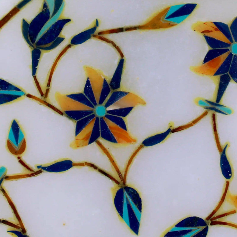 Plaque décorative de marqueterie en marbre tiger lilies Novack