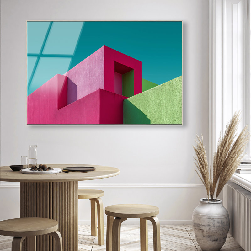 Aquamarine Angle II Print, 17"H x 25"W, Silver Floater Frame