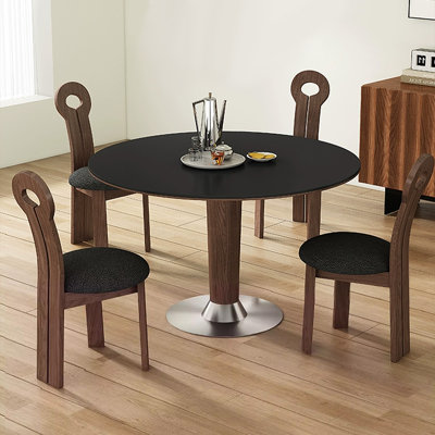 Black Round Sintered Stone Dining table