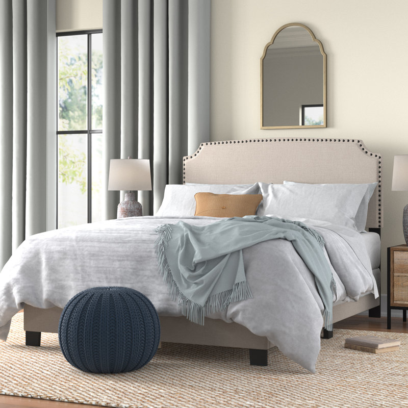 Amick Upholstered Platform Bed, Full/Double, Beige