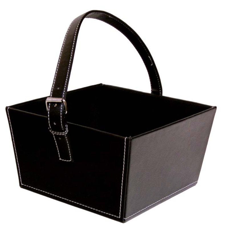 Faux panier en cuir Baderbräu, Noir, H 5 po x l 8 po x P 8 po