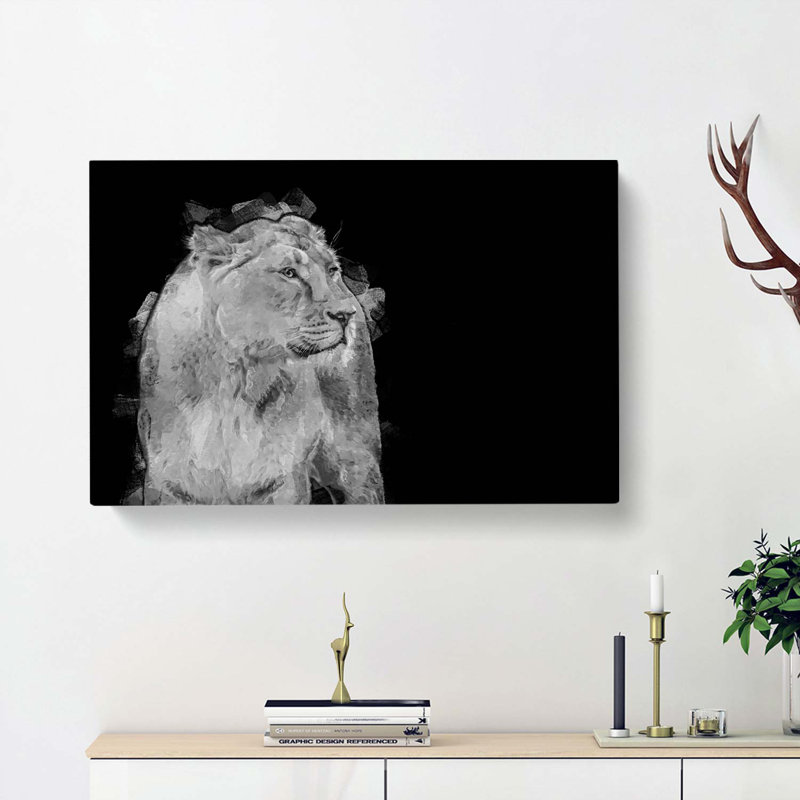 Wild Lioness In Abstract - Wrapped Canvas, 60cm H x 91cm W x 3cm D