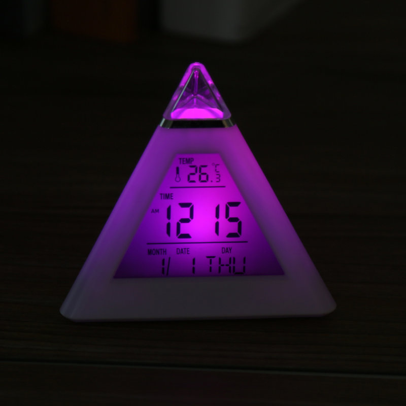 LED Color Changing Digital LCD Alarm Clock Thermometer Night Light Desktop Table Clocks