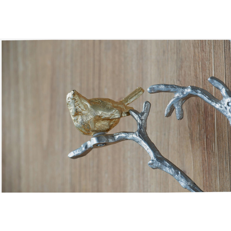 Ensemble de 2 sculptures murales en métal avec accents d'oiseaux 17 x 5,5 x 22 po