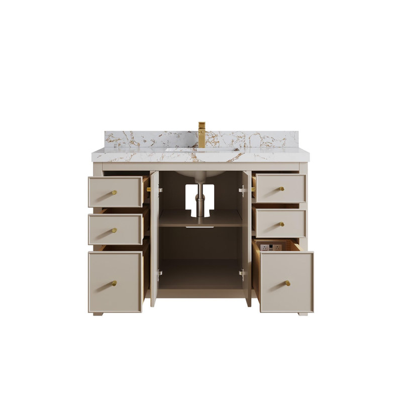 Meuble-lavabo simple 48 po avec comptoir en quartz Chicago