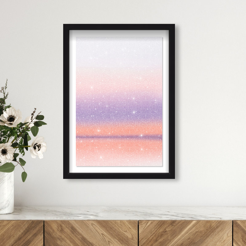 Peach Coastline Print by Oliver Gal, 16.5"H x 11.5"W, Black Shadowbox