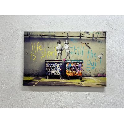 Banksy Life is Short Graffiti Wall Art Printed Canvas,1P GoldFramedCanvas