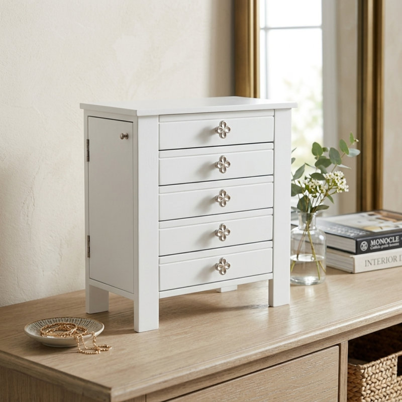 Armoire pour bijoux avec miroir Knag, Blanc