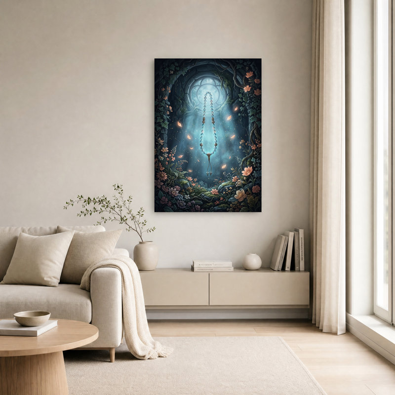 «Blue Prayer Billes in Floral Grotto», art mural sur toile, H 24 po x l 16 po