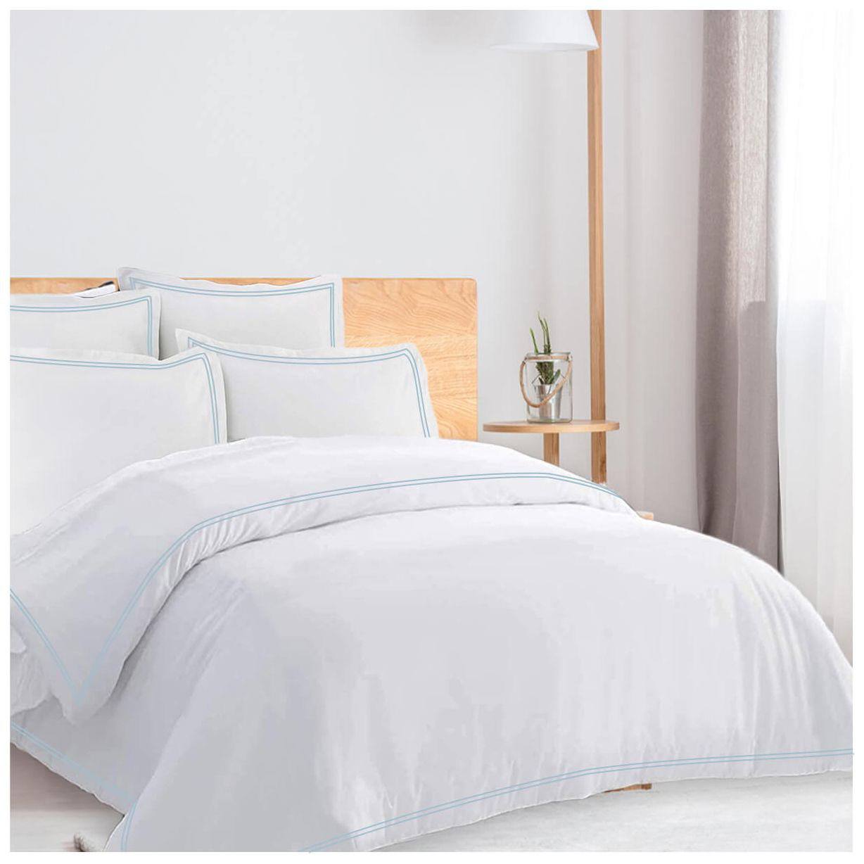 400TC Cotton Double Edge Embroidery Sateen Solid Duvet Cover Set OVERSIZE