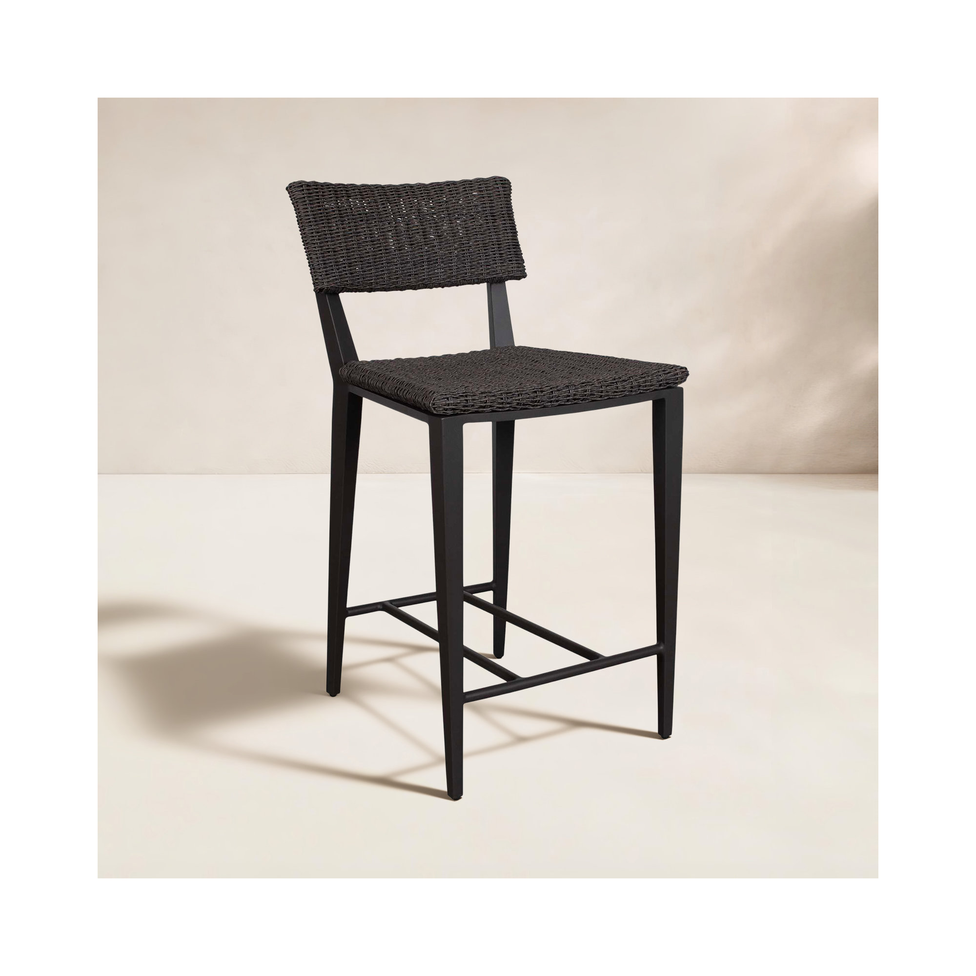 Coleston White Outdoor Counter Stool, Black, Black, 26.25"