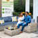 Baili 7 - Person Outdoor Wicker/Rattan Sectional Seating Group with Swivel Chairs, Modern Modular Conversation Set with Cushions