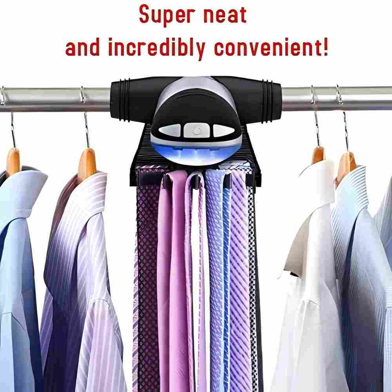 Tie Rack Closet Organizer With LED Lights Includes J Hooks