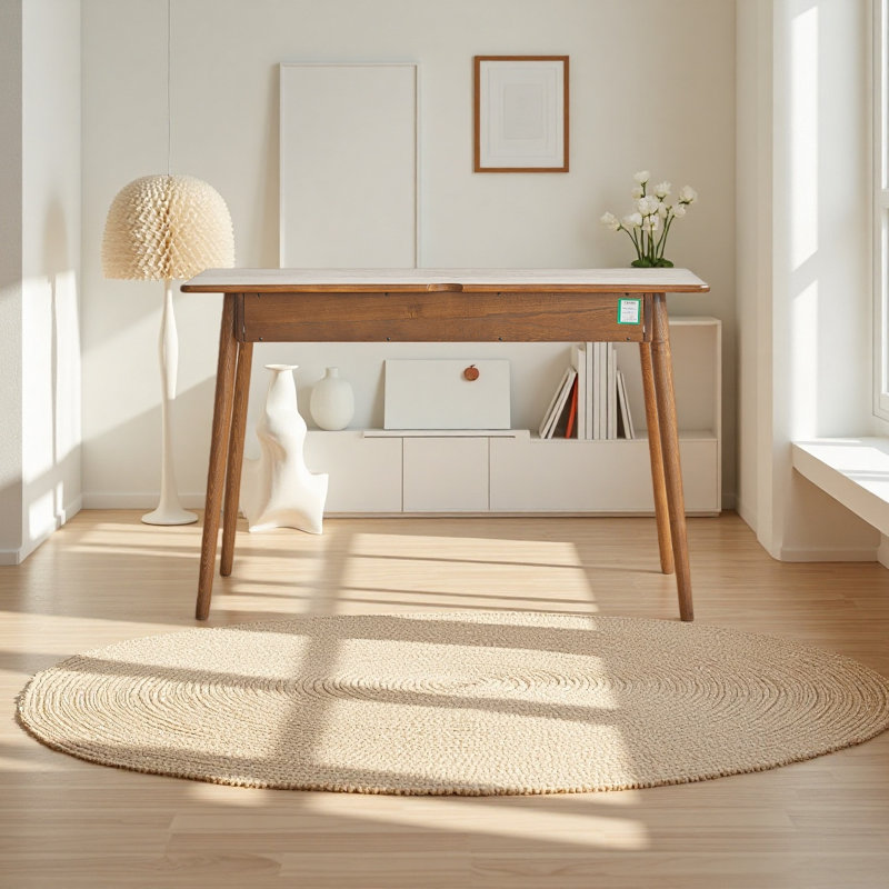 Petit bureau d'écriture en bois de cire blanche, H 29,92 po x l 47,24 po x P 22,04 po