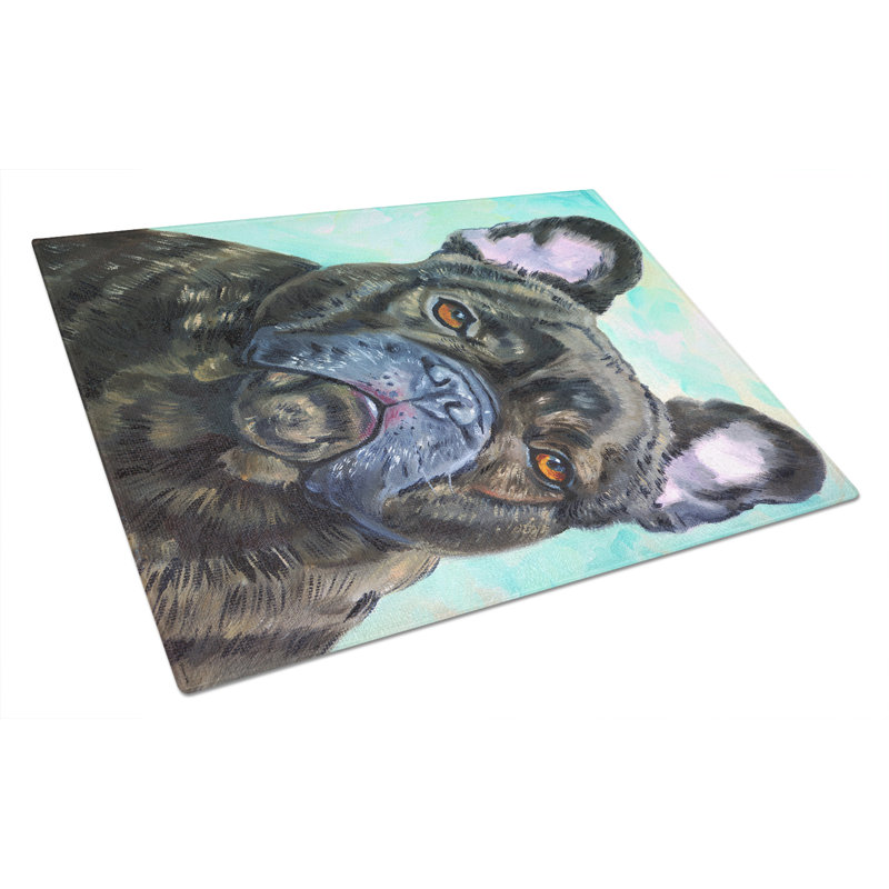 Planche à découper en verre trempé en verre trempé de style caroline french bouledogue