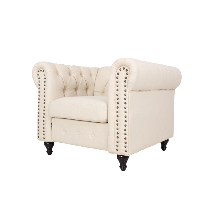 Fauteuil Maquon, Mélange de polyester crème, Mélange de polyester crème