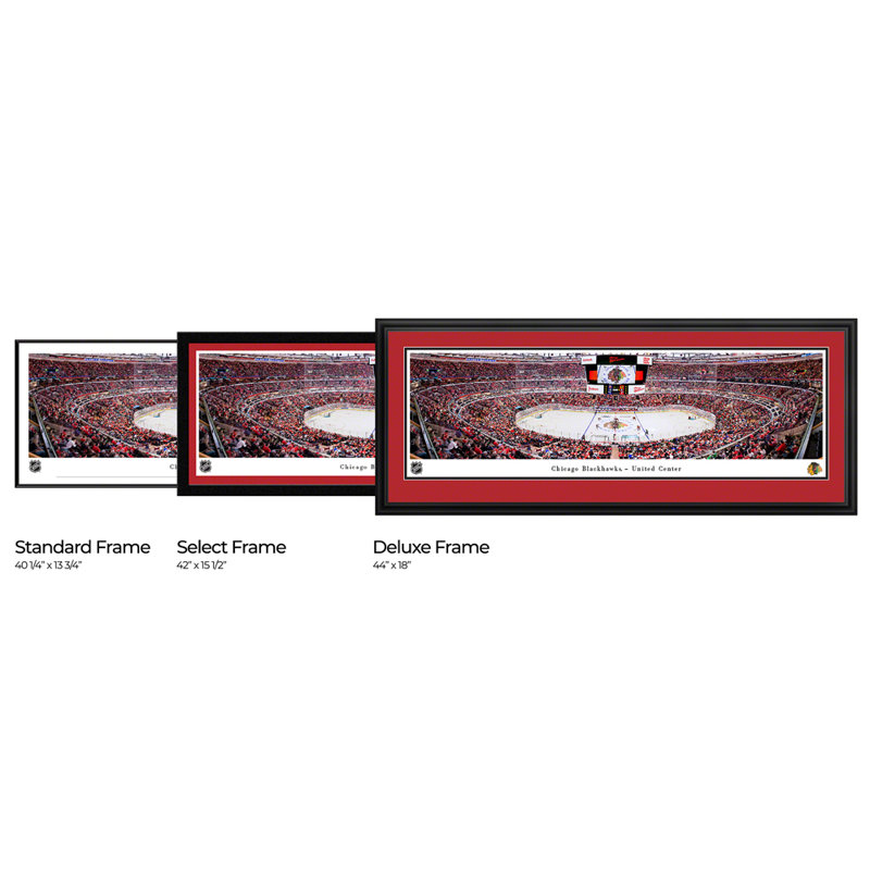Imprimé panoramique des Blackhawks de Chicago, NHL, H 18 po x l 44 po, Cadre noir