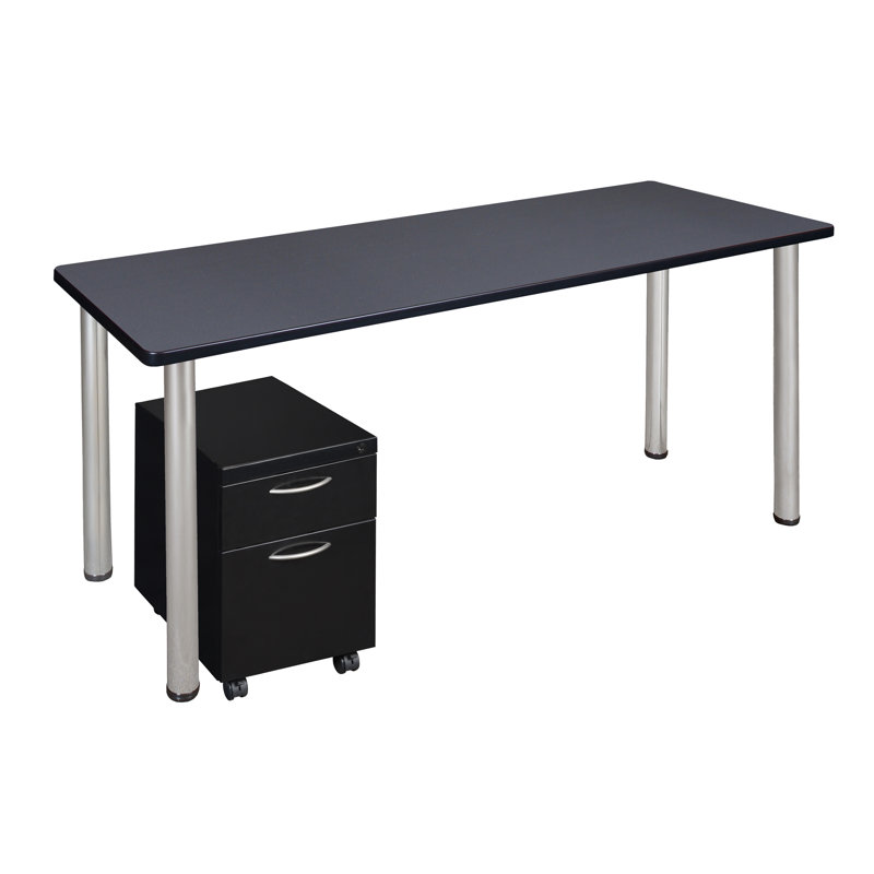 Table de bureau Kee, Gris / Chrome, H 29 po x l 60 po x P 24 po