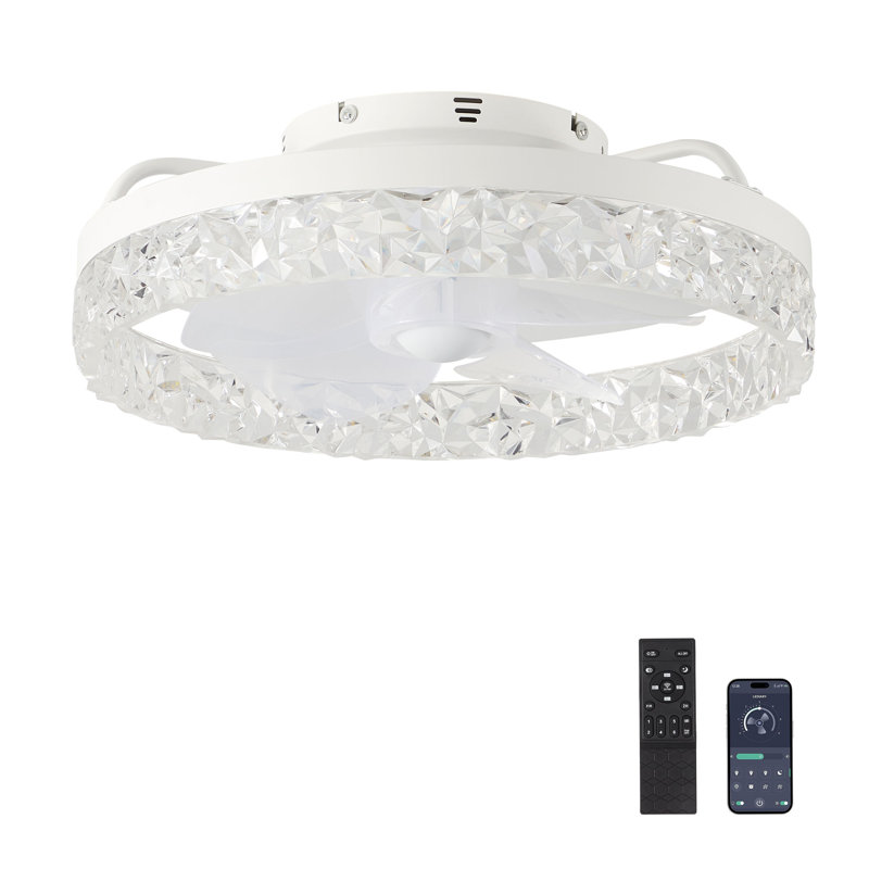 16'' Smart LED Ceiling Fan with Light and Remote APP Control, White
