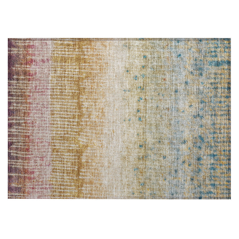 Machine Washable Indoor/Outdoor Chantille ACN2811 Modern Rug, 1'8" x 2'6", Gold