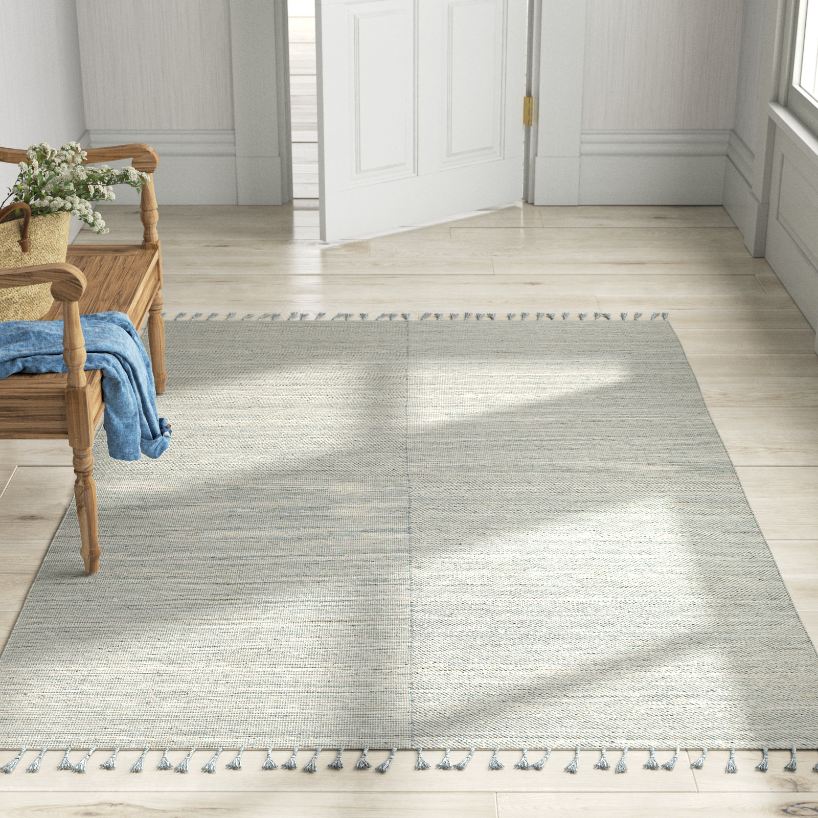 Hand-Woven Rug, Rectangle 8' x 10', Light Gray