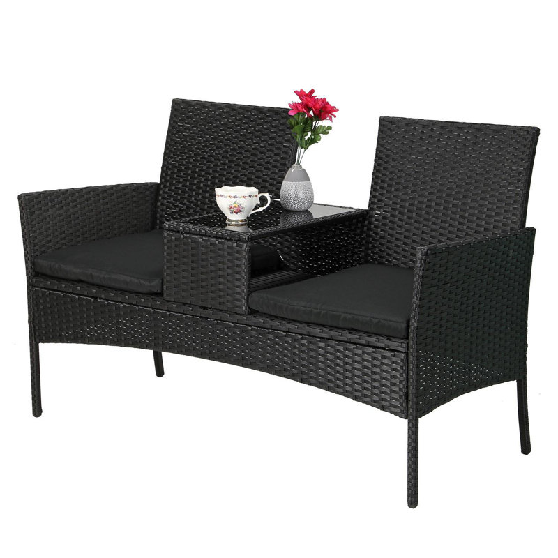 0cm Wide Loveseat, Black