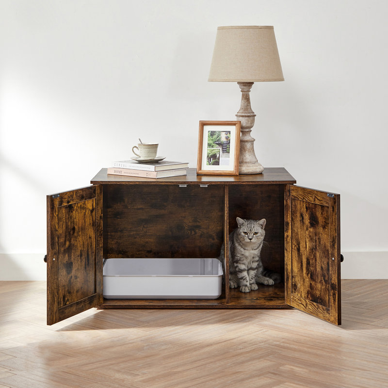 Litter Box Enclosure, Rustic Brown/Black