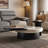 Rotatable Solid Wood Coffee Table With Microcrystalline Stone Countertop