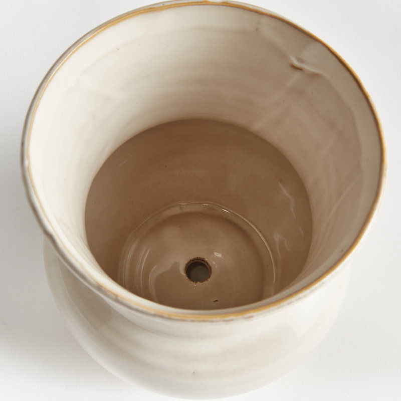 Delaney Stoneware Planter, Cream, 5.5" H x 5.5" W x 5.5" D