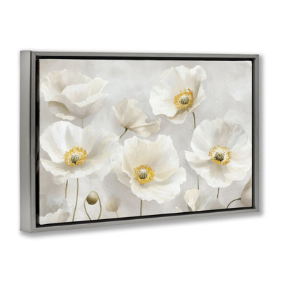 Élégant cadre flottant floral blanc, design par Petal Prints Design