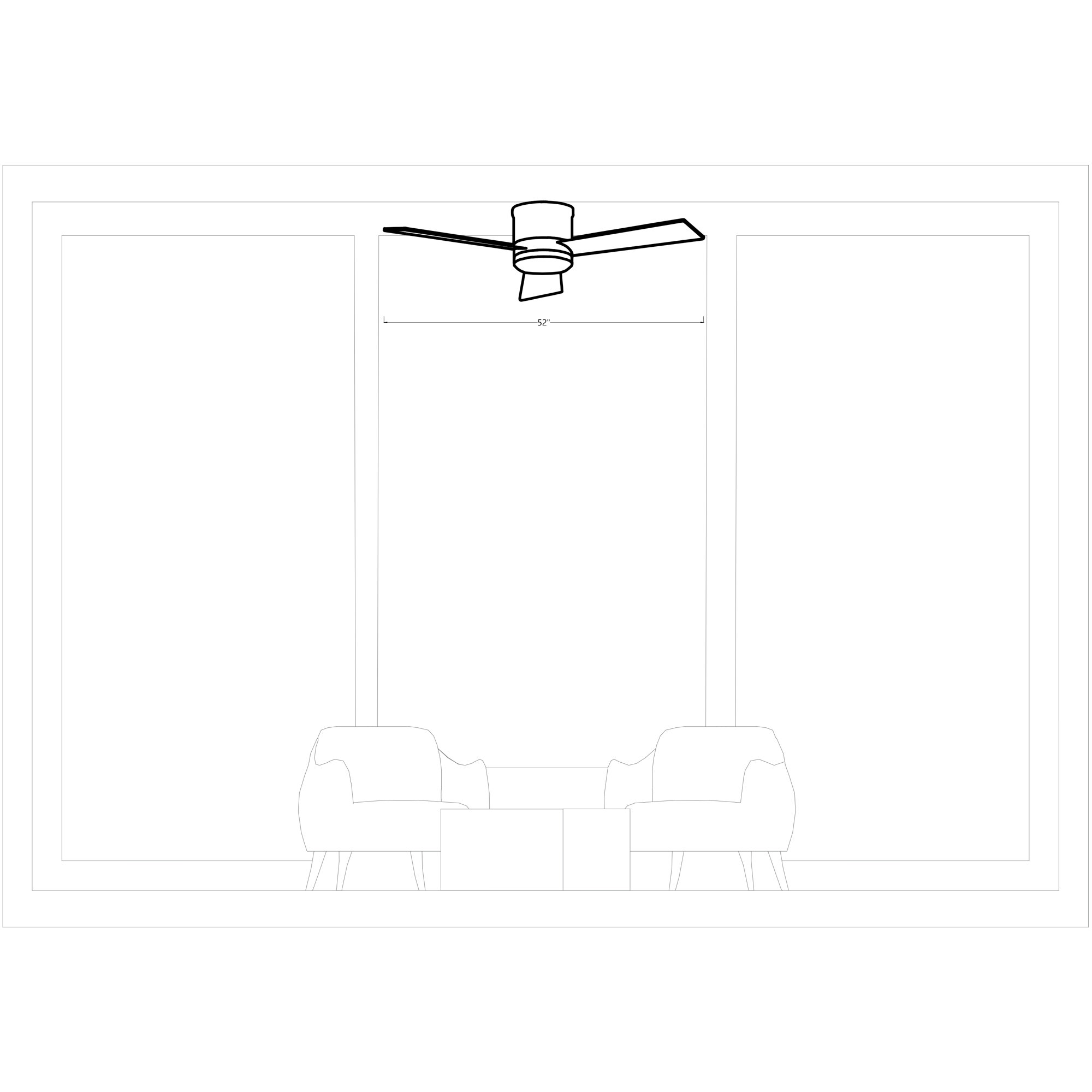 Kris 3 Blade Ceiling Fan with LED Light Kit, Matte White, 52", Burnished Brass