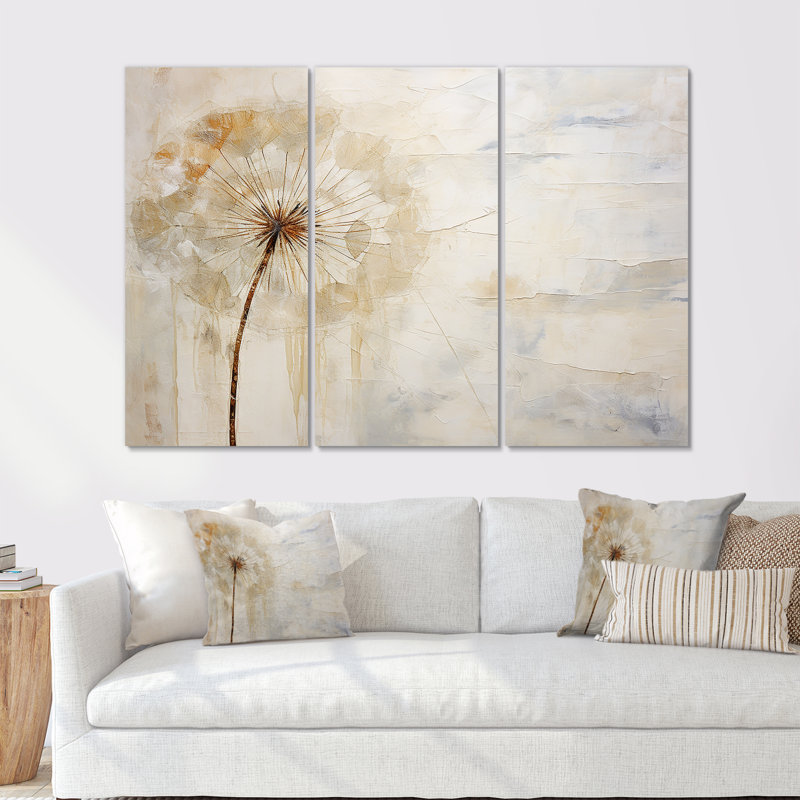 Dandelion Charm in Winter VII - Pissenlit, ensemble d'art mural, H 40 po x l 60 po x P 1 po
