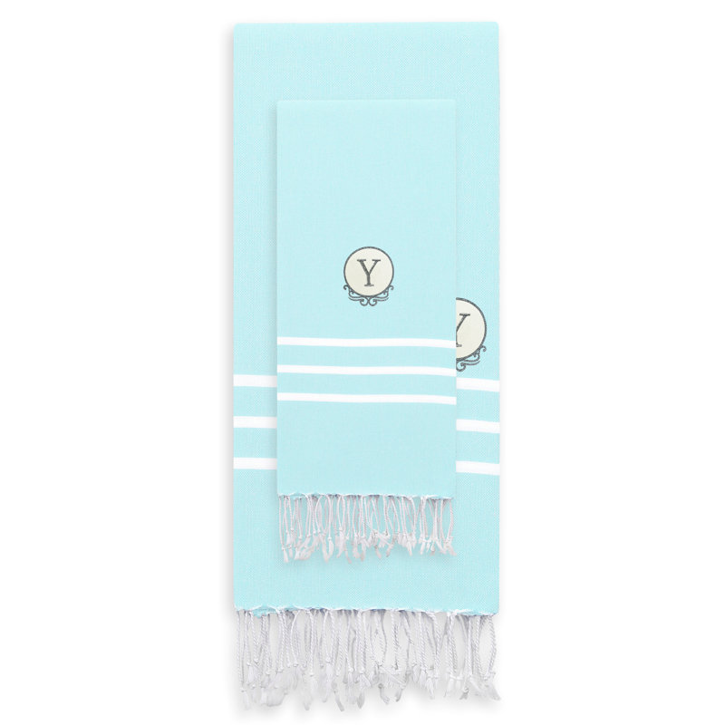 Ensemble de 2 serviettes de plage Alara Pestemal, Aqua pâle, Y