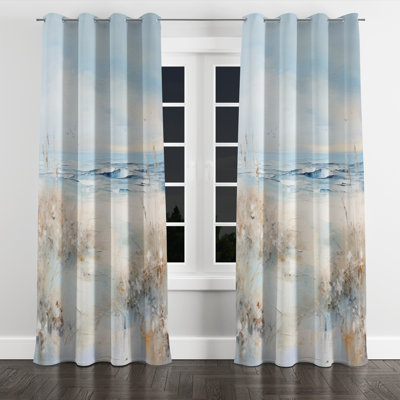 Coastal Ocean Charm In Winter - Coastal Velvet Grommet Curtain - 1 Panel